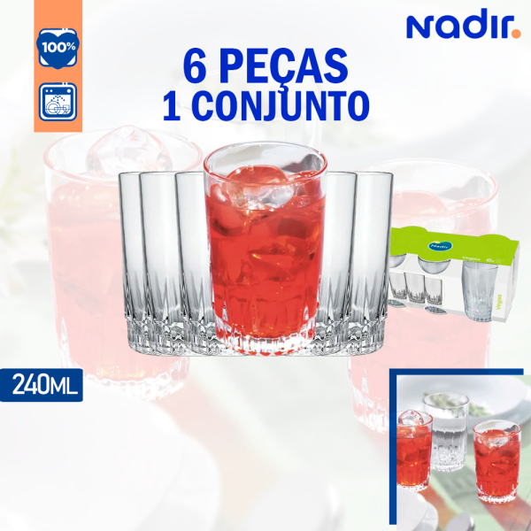 6 Copos Para Suco Vegas 240ml Nadir Figueiredo - Imagem 2