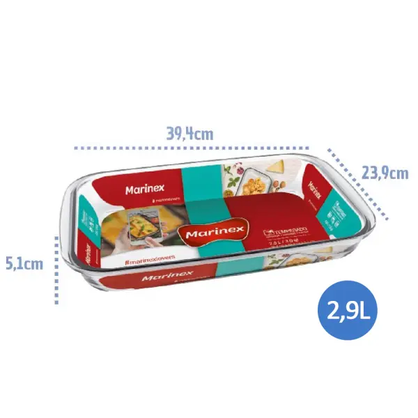 Kit 6 Assadeira Retangular 2,9L Grande Marinex - Imagem 3