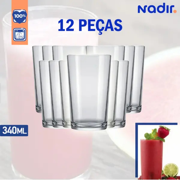 kit 12 Copo Bar 340mL Long Drink Vidro Nadir - Imagem 2