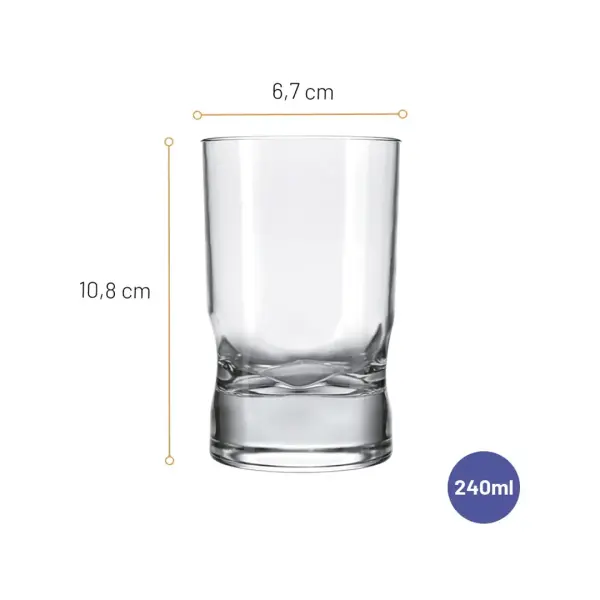 kit 24 Copo Amassadinho 240mL Suco Vidro Incolor Nadir - Imagem 3