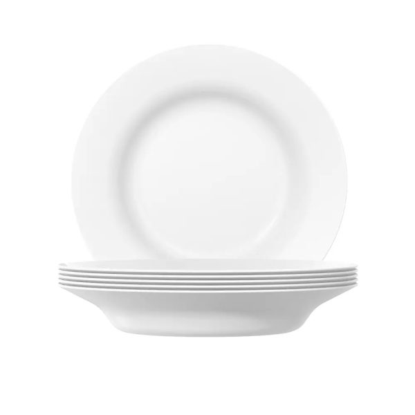 Kit c/6 Pratos Opaline Menu Fundo 23cm Vidro Branco Nadir - Imagem 1