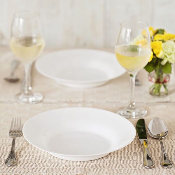 Kit c/6 Pratos Opaline Menu Fundo 23cm Vidro Branco Nadir - Imagem 2