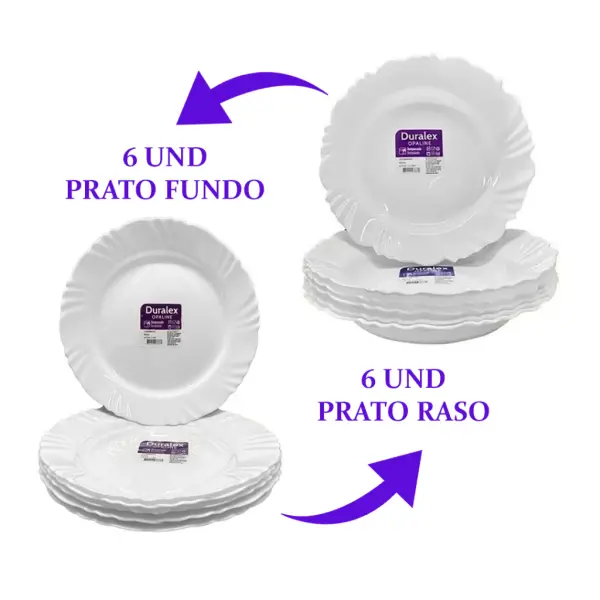 Kit c/ 6 Prato Pétala Fundo e 6 Prato Pétala Raso Nadir Marinex - Imagem 1